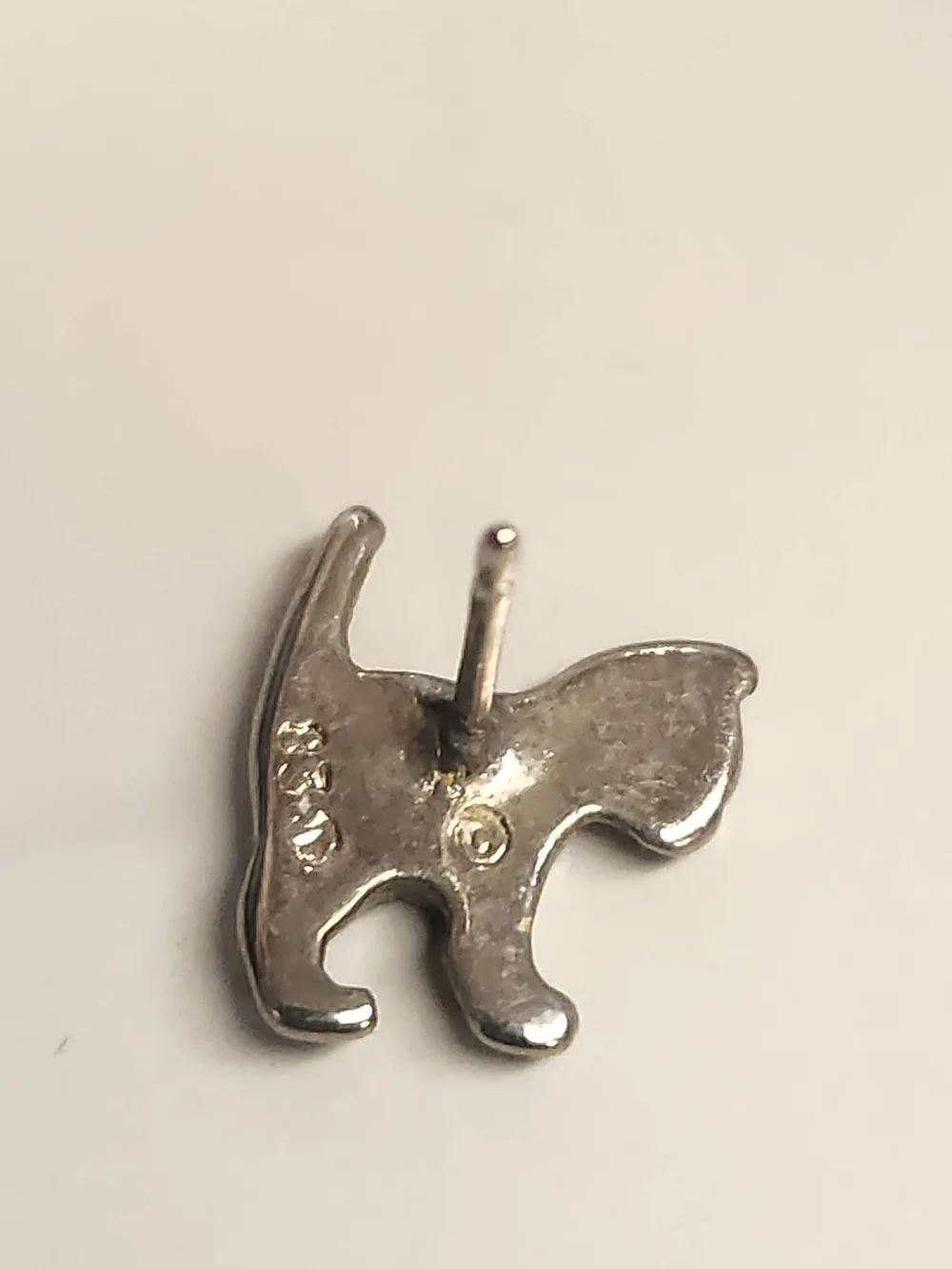 Blue Inlay Cat  Pierced Earring 3/4